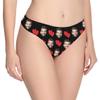 Custom Personalized Photo Printed Face Red Love Heart Black Novelty Women's Thong G-Strings Briefs Shorts M view 3
