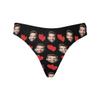 Custom Personalized Photo Printed Face Red Love Heart Black Novelty Women's Thong G-Strings Briefs Shorts M view 4