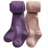 CHUNG Toddlers Little Girls Autumn Winter Cotton Footed Tights Stretchy Soft School Leggings Stockings,2pk-Ppl+Dusty Pink,3-4Y view 1