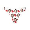 Custom Women's Funny Face Novelty Shorts Briefs Thong G-Strings Red Love Heart White Printed with Photo XL view 1