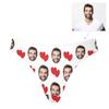 Custom Women's Funny Face Novelty Shorts Briefs Thong G-Strings Red Love Heart White Printed with Photo XL view 2