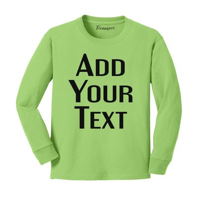 Custom Youth Long Sleeve Shirt Add Your Own Personalized Text Team Number Name Lime