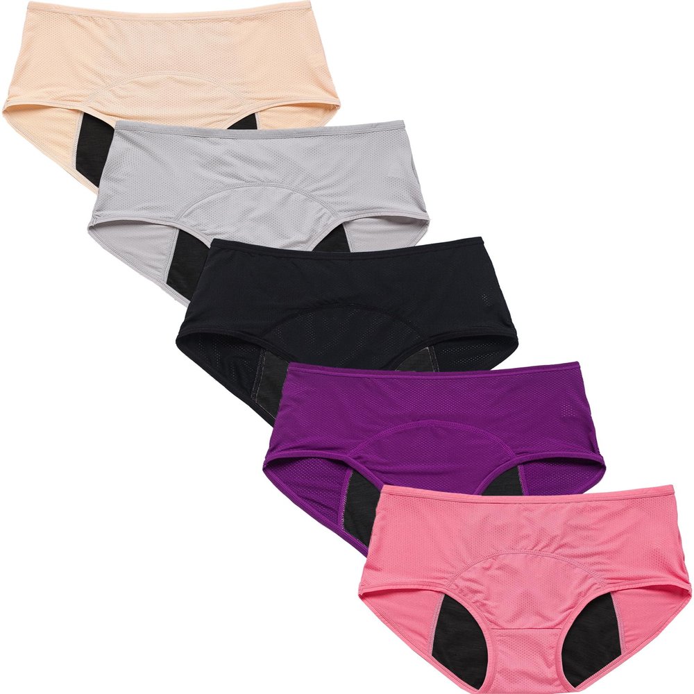 WBEAUTALLOVE Womens Mesh Period Panties High Waisted Menstrual Leak Proof Underwear Incontinence Protective Briefs(H-4-5-1,Small)