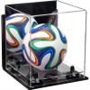 Better Display Cases Acrylic Mini - Miniature (not Full Size) Soccer Ball Display Case with Mirror Case, Black Risers, Wall Mount and Clear Base (B03/A015) view 1
