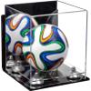Better Display Cases Acrylic Mini - Miniature (not Full Size) Soccer Ball Display Case with Mirror Case, Silver Risers, Wall Mount and Clear Base (B03/A015) view 1