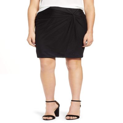 1.STATE Womens Mesh Knee Length A-line Skirt, Black, X-Small