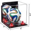 Better Display Cases Acrylic Mini - Miniature (not Full Size) Soccer Ball Display Case with Mirror Case, Red Risers, Wall Mount and Clear Base (B03/A015) view 2