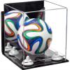 Better Display Cases Acrylic Mini - Miniature (not Full Size) Soccer Ball Display Case with Mirror Case, White Risers, Wall Mount and Clear Base (B03/A015) view 1