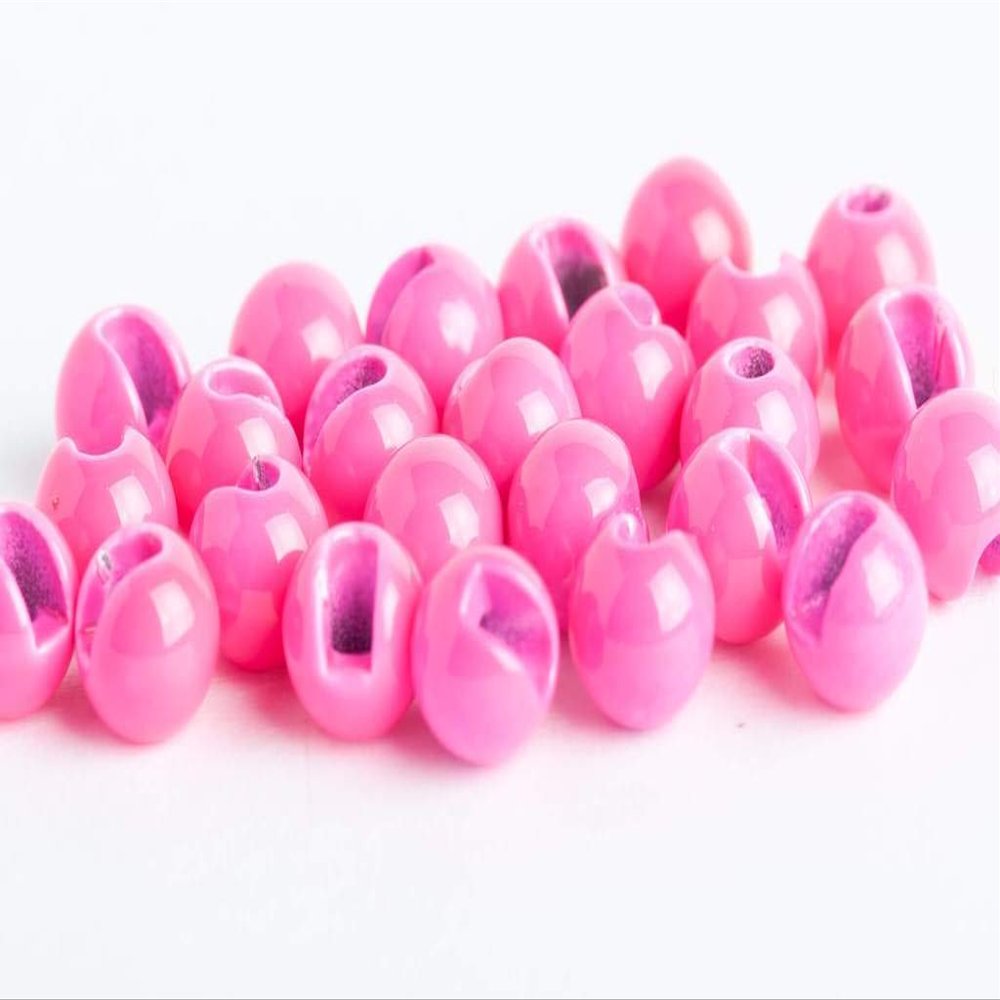 Blue Wing Olive Slotted Tungsten Beads for Fly Tying- 100 Pack (Fluorescent Pink, 3.2 mm (1/8"))