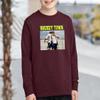 Custom Youth Long Sleeve Shirt Add Your Own Image Photo Text Front Back Side Maroon view 2