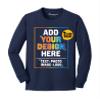 Custom Youth Long Sleeve Shirt Add Your Own Image Photo Text Front Back Side Navy view 1
