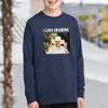 Custom Youth Long Sleeve Shirt Add Your Own Image Photo Text Front Back Side Navy view 2