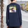 Custom Youth Long Sleeve Shirt Add Your Own Image Photo Text Front Back Side Navy view 3