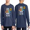 Custom Youth Long Sleeve Shirt Add Your Own Image Photo Text Front Back Side Navy view 4