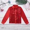 JEATHA Kids Boys Shiny Sequins Lapel Long Sleeve Hip Hop Jazz Latin Dance Shirts Stage Performance Costume Red 4-5 view 3