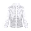 JEATHA Kids Boys Shiny Sequins Lapel Long Sleeve Hip Hop Jazz Latin Dance Shirts Stage Performance Costume White 5-6 view 1
