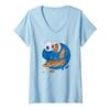Womens Sesame Street Cookie Monster Tech Head V-Neck T-Shirt view 1