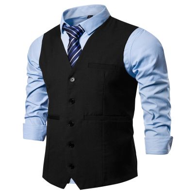 AOYOG Mens Formal Business Suit Vests 5 Buttons Regular Fit Waistcoat for Suit or Tuxedo