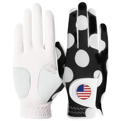 Amy Sport Womens Golf Glove with Ball Marker Rain Left Right Hand Ladies Golf Gloves All Weather Grip Breathable Size Small Medium Large XL (Mod Dot, Medium-Worn on Right Hand)