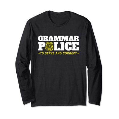 Grammar Police Officer Funny Badge Halloween Costume Long Sleeve T-Shirt