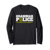 Grammar Police Officer Funny Badge Halloween Costume Long Sleeve T-Shirt view 1