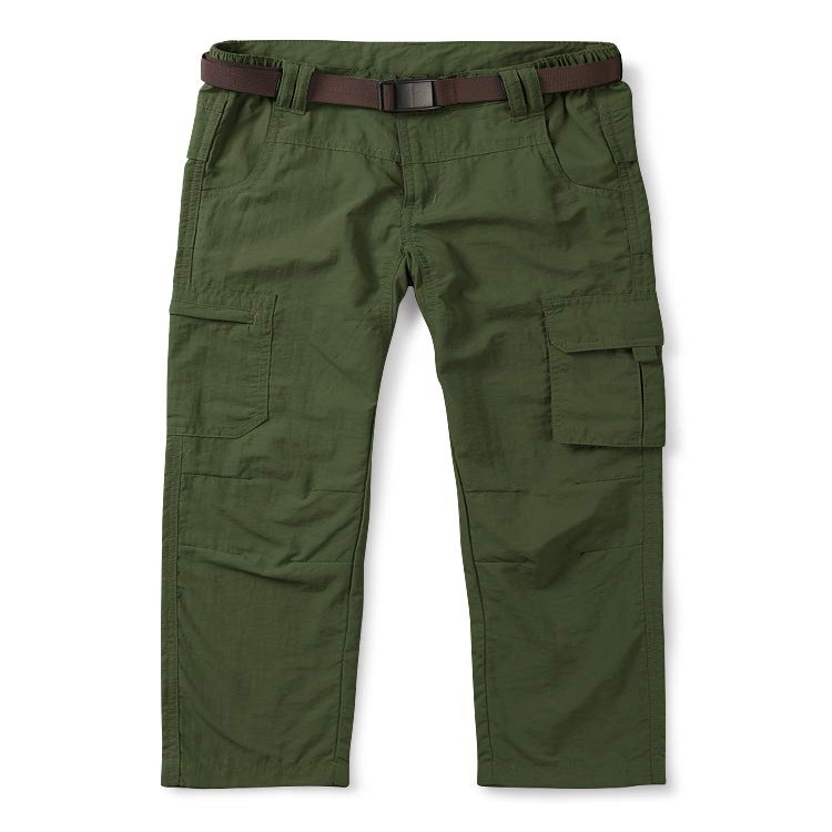 Boys' Cargo Hiking Pants Quick-Dry Lightweight 6 Pockets for Outdoor Camping Fishing Army Green 120cm-5 Years