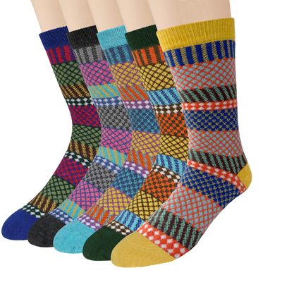 Loritta Mens Wool Socks for Winter Thick Warm Hiking Sock Soft Casual Nordic Boot Socks,Blue Grey