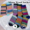 Loritta Mens Wool Socks for Winter Thick Warm Hiking Sock Soft Casual Nordic Boot Socks,Blue Grey view 4