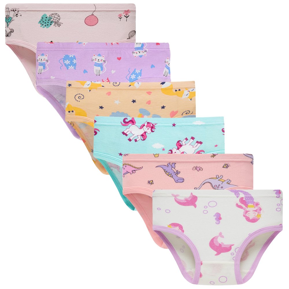 Boboking Girls Soft Panties Toddler Girls Briefs Cotton Underwear (Pack of 6) 3T