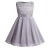JEATHA Kids Flower Girl Dress Floral Lace Sleeveless Sequins Birthday Party Ball Gown with Rhinestone Belt Gray 8 view 1
