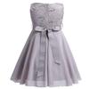 JEATHA Kids Flower Girl Dress Floral Lace Sleeveless Sequins Birthday Party Ball Gown with Rhinestone Belt Gray 8 view 2