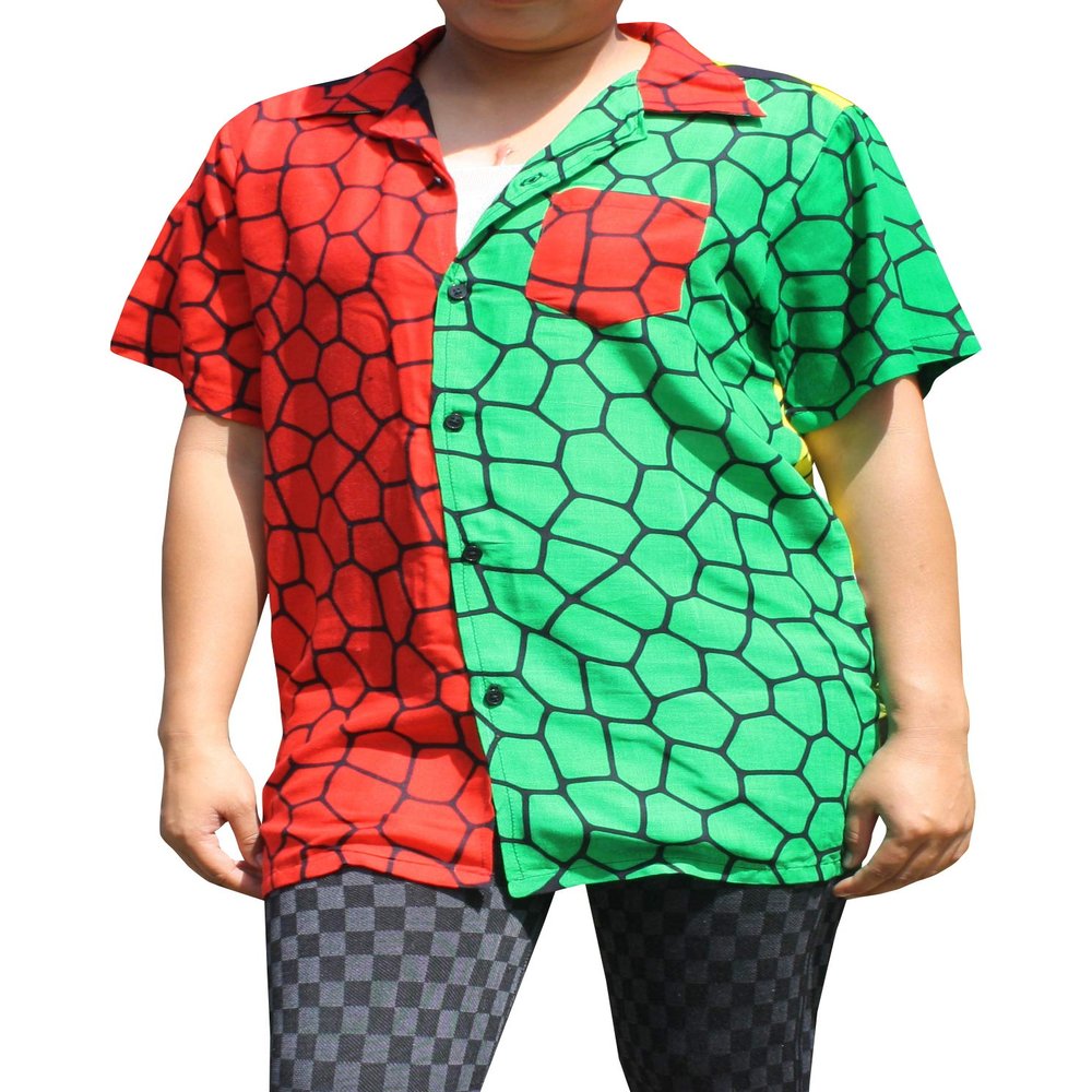 Full Funk Light Cool Viscose Rayon Hawaiian Mens or Womens Shirt in Bold Prints, XX-Large, Lion Art - Black Green Yellow
