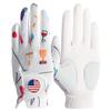 Amy Sport Ladies Golf Gloves with Ball Marker Left Right Hand Rain Grip Pack, Soft Womens Glove All Weather Printed Breathable Small Medium Large XL (Wine&Golf, XL-Worn on Left Hand)