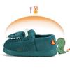 JACKSHIBO Girls Boys Home Slippers Warm Dinosaur House Slippers For Toddler Fur Lined Winter Indoor shoes Blue 9.5-10 Toddler view 2