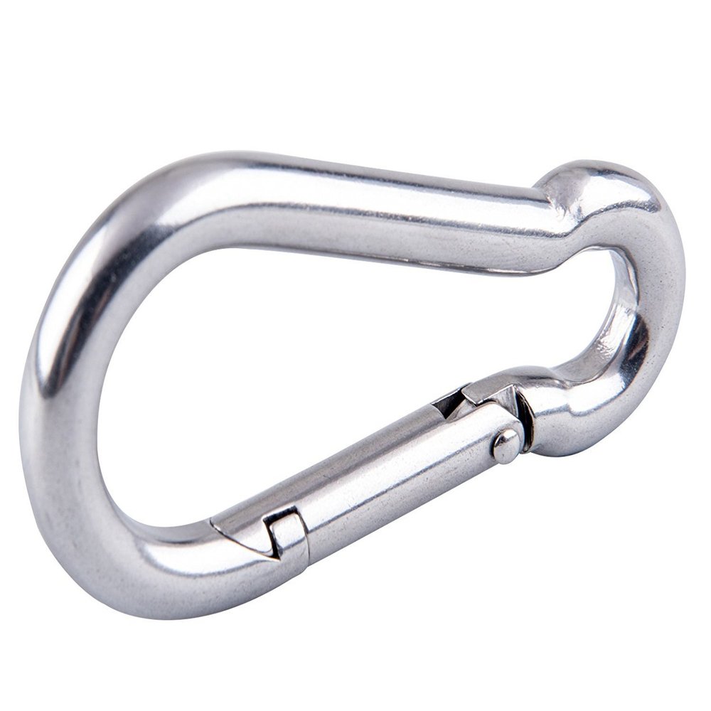 SBDs 3/16 to 1/2" Dia - Galvanized - Marine Grade Stainless Steel T316 Carabiner - Clip Snap Hook -Spring Loaded Karabiner (1/2", Stainless Silver Steel T316, 2)