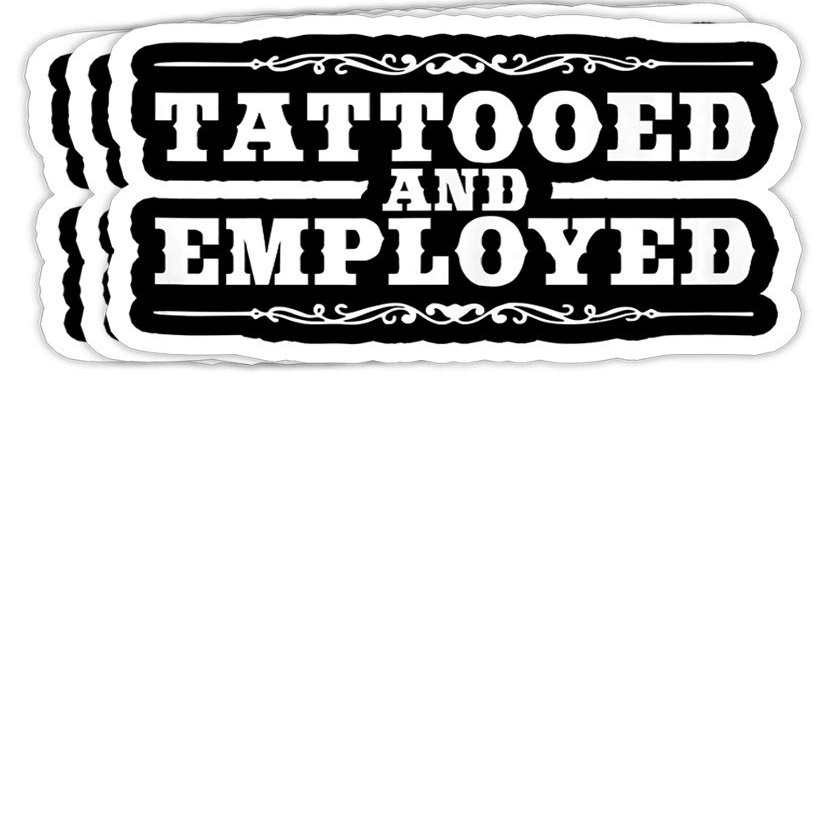 Chilli Purple Tattooed and Employed Gift Decorations - 4x3 Vinyl Stickers, Laptop Decal, Water Bottle Sticker (Set of 3)