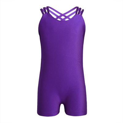 JEATHA Kids Girls One Piece Sleeveless Ballet Dance Unitard Criss Cross Straps Gymnastic Leotard Dancewear Purple 13-14