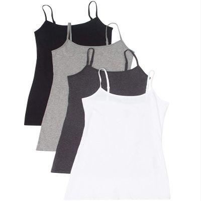 4 Pack: Active Basic Cami Tanks in Many Colors - White, HCharcoal, Black, H Gray, Small
