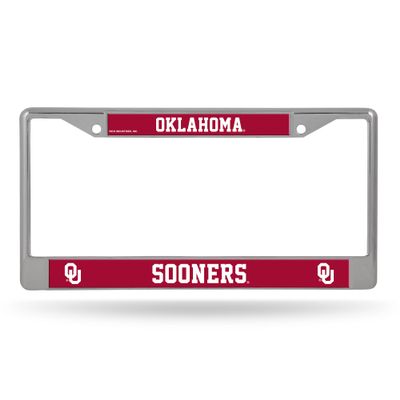 Rico Industries NCAA Oklahoma Sooners 12" x 6" Chrome Frame with Decal Inserts - Car/Truck/SUV Automobile Accessory