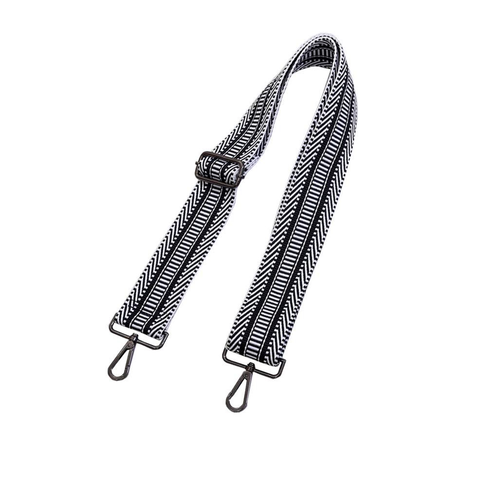 Umily Wide Shoulder Strap Adjustable Replacement Belt Guitar Style Cross body Handbag Purse Strap, Black (Silver Black Metal), Medium