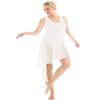 YiZYiF Lyrical Women Adult Dance Dress Leotard Mesh Neck Dancewear Flowy Long Slit Skirt Asymmetrical White X-Small view 1