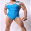 BRAVE PERSON Men's Figure-Shape Bodysuits Elastic Workout Clothes Swimwear, Fitness, Cycling 2241 (M / 28"-32'', K01 - Blue) view 4
