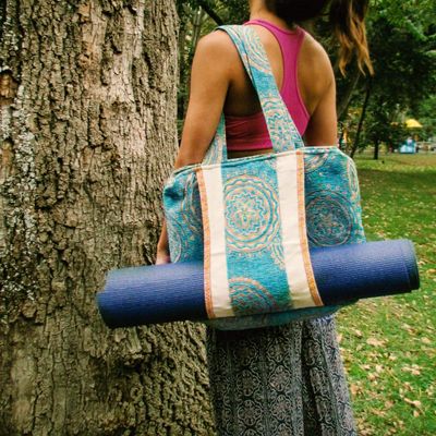 Dharmayogaco Yoga Tote Bag and Carriers (Light Blue)