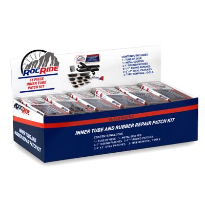 RocRide 16-PC Inner Tube Patch Bicycle Repair Kit. Also for Inflatable Dinghies, ATVs, BMX and Motorcycles (18 Pack)