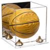 Better Display Cases Acrylic Mini - Miniature (not Full Size) Basketball Display Case with Mirror, Gold Risers and Clear Base (A015-GR) view 1