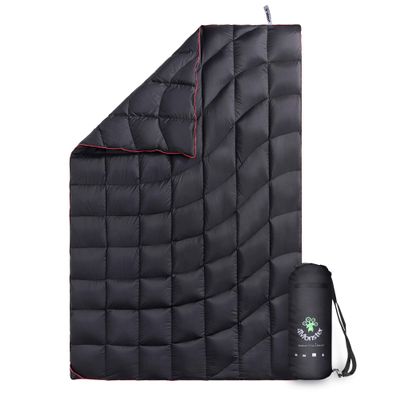 4Monster Down Camping Blanket - Outdoor Travel Quilt Puffy 650 Fill, Packable, Lightweight,Wind & Waterproof | Ideal for Stadium, Backpacking,Picnics, Beach and Hiking