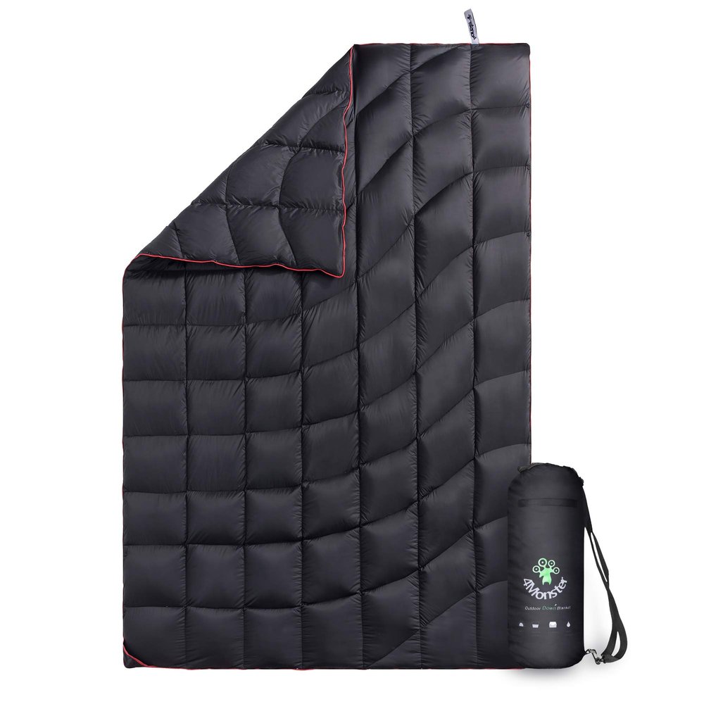 4Monster Down Camping Blanket - Outdoor Travel Quilt Puffy 650 Fill, Packable, Lightweight,Wind & Waterproof | Ideal for Stadium, Backpacking,Picnics, Beach and Hiking