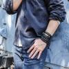 Mafnee Mens Bracelet Braided Leather Bracelet Punk Rock Cuff Bracelets Wrap Bracelet for Men Women Black view 3