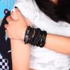 Mafnee Mens Bracelet Braided Leather Bracelet Punk Rock Cuff Bracelets Wrap Bracelet for Men Women Black view 4