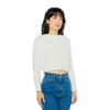 American Apparel Women's Cropped Fisherman Long Sleeve Pullover, Ivory, Medium view 3